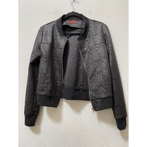 H L - WOMEN - BLACK TEXTURED - FRONT FULL ZIP JACKET COAT - SIZE M